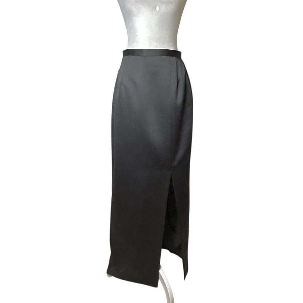 Black Maxi Skirt Patra Size 8 Fairygoth Satin Witchy High Front Slit Y2K Glam
